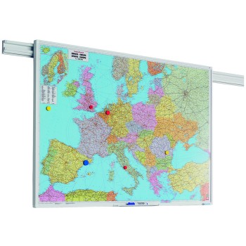 Tavle til vægskinnesystem - Europa- el. verdenskort