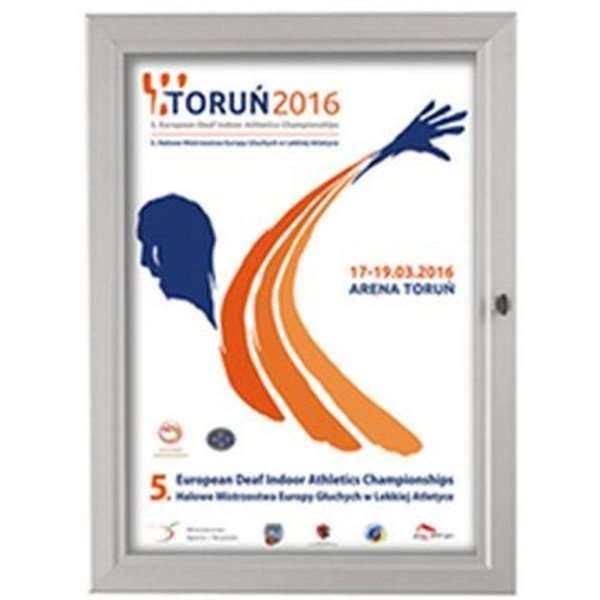 Udhængsskab med lås og hvid PS-bagplade, sølv - A4