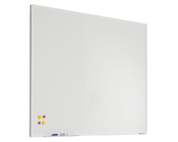 Whiteboardtavle med hvid alu ramme til vægskinnesystem - til intensiv brug - 90x180 cm