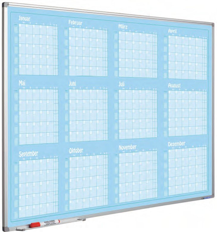 Whiteboardtavle med rskalender 90x120 cm - Jan-Dec
