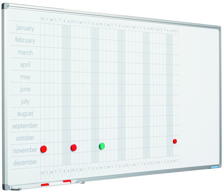 Planlgningstavle - rskalender med dage - 60x120 cm