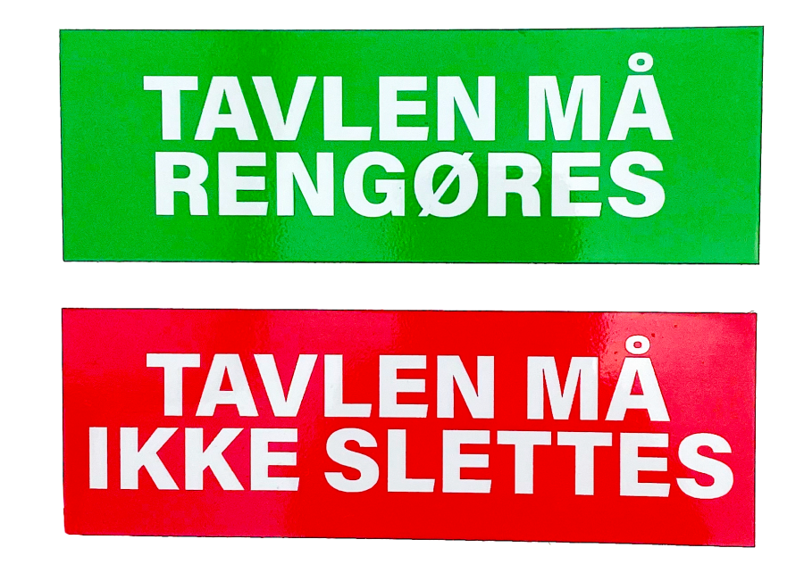 Magnetisk skilt med rengørings regler til whiteboard, vendbar magnet brik HxBxD 50x150x1 mm inkl. print på begge sider