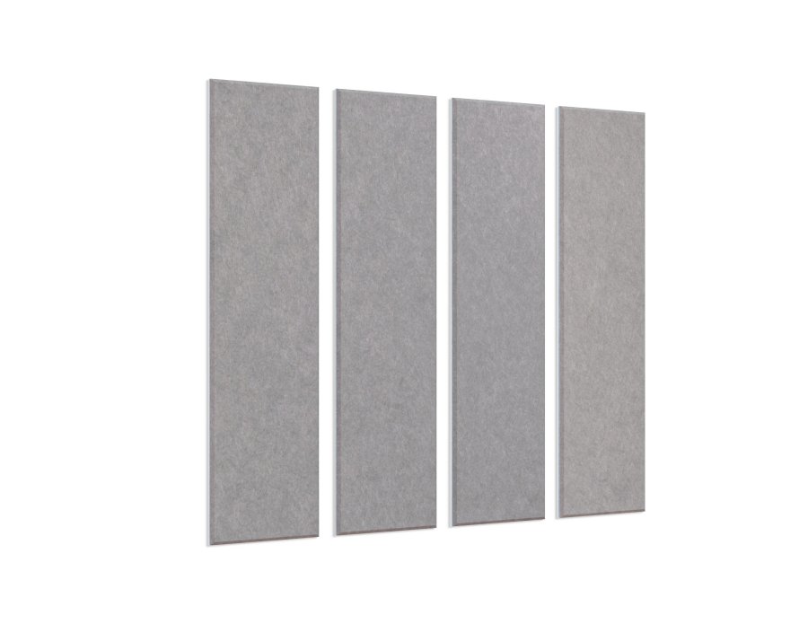 Sæt med 4 lydabsorberende paneler - 120x30 cm - PET filt - lysegrå