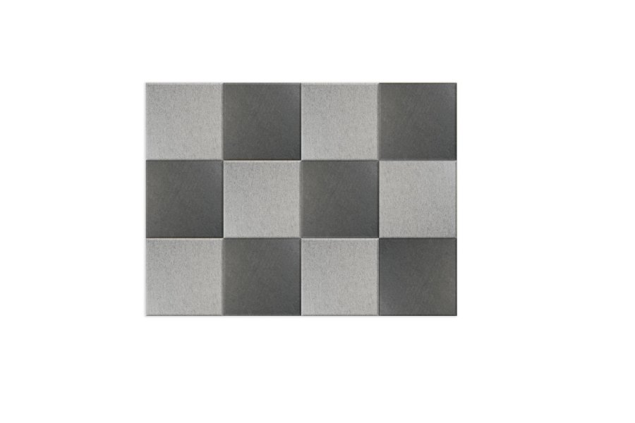 Sæt med 12 lydabsorberende paneler - 30x30 cm - PET filt - lysegrå og mørkegrå