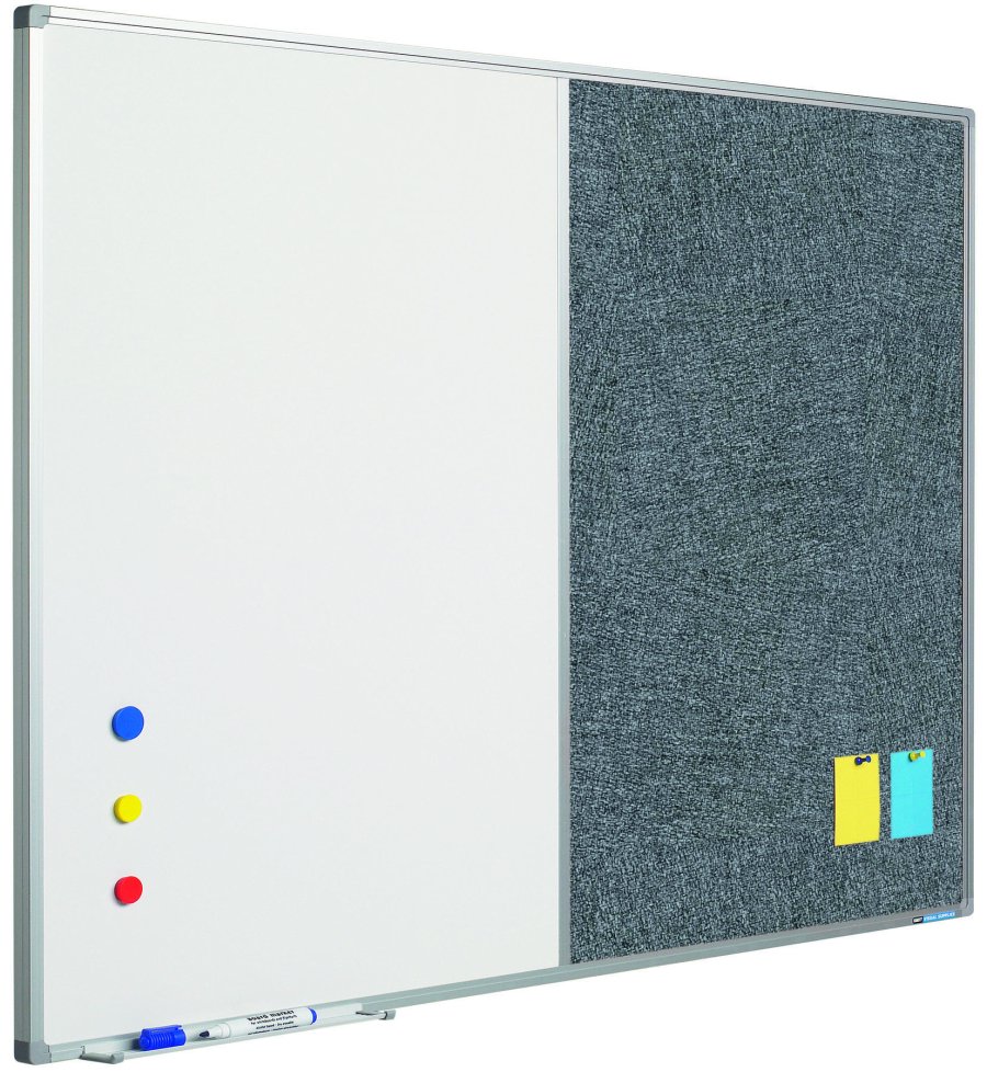 Combi tavle, Whiteboard og opslagstavle - Whiteboard/Bulletin Grå - 60x90 cm
