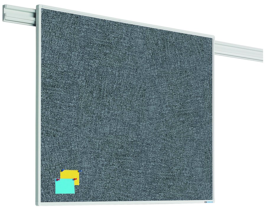 Opslagstavle til vægskinnesystem - 90x120 cm - grå