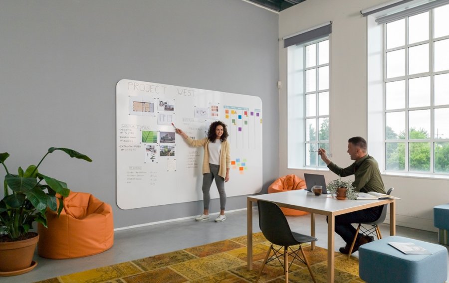 VisuWall design whiteboardvæg - 4 paneler (392x198 cm)