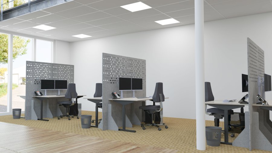 Lydabsorberende rumdeler, 100x180 cm - grå