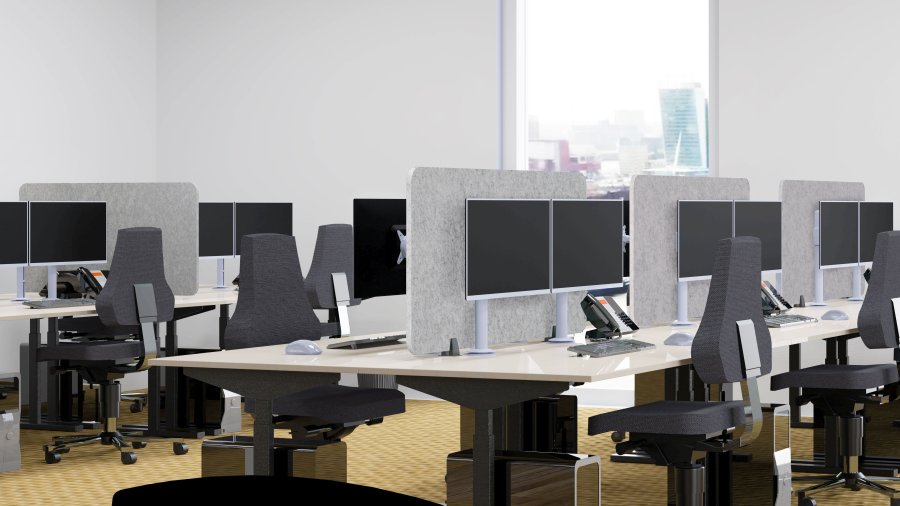 Lysegrå lydabsorberende borddeler, 60x75 cm