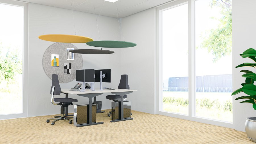 Lydabsorberende loftpanel, rund, Ø120 cm - gul