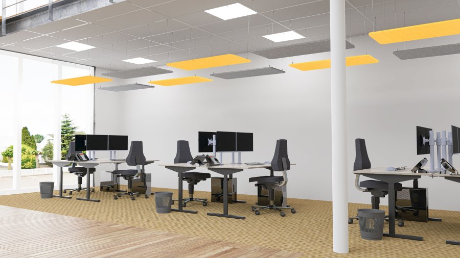 Lydabsorberende loftpanel - 60x120 cm - PET filt - mørkegrå