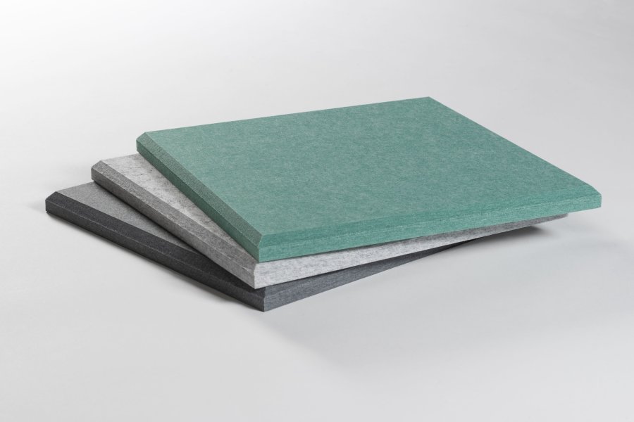 Sæt med 24 lydabsorberende paneler - 30x30 cm - PET filt - lysegrå og mørkegrå