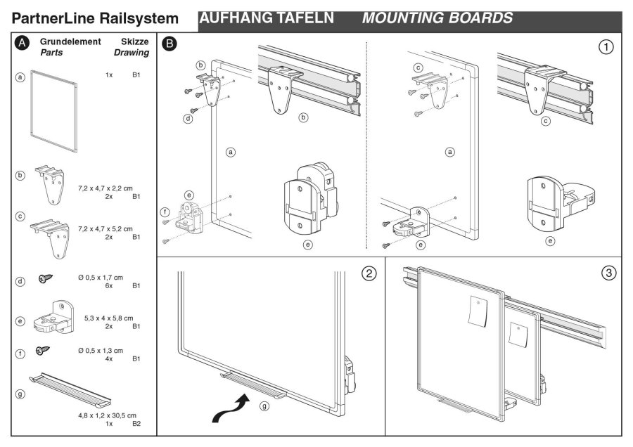 Tavle til vægskinnesystem - 120x150 cm