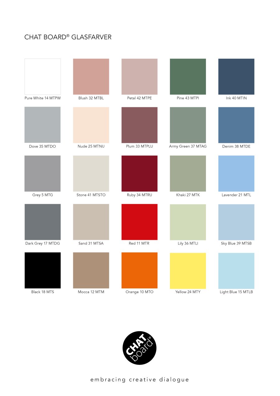 CHAT BOARD Classic glastavle 100x150 cm, skyblå - Sky Blue