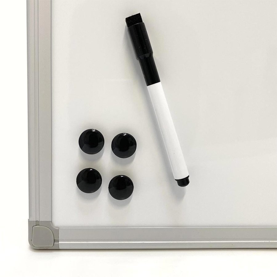 Whiteboard, kork- og kridt kombitavle med ugeplan, inkl. sort magnetisk tusch, magneter, n&aring;le og kridt, 90 x 60 cm