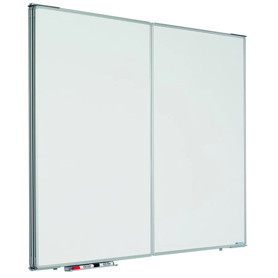 Whiteboard med 2 låger (5 sider), kan aflåses - 120x150 cm (120x300 cm) - uden låsebeslag