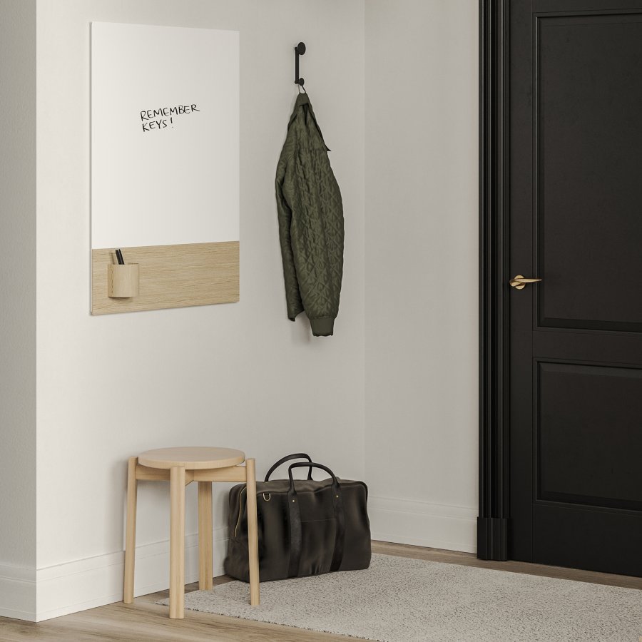 CHAT BOARD Classic Crafted glastavle m. natur egefin�r panel, Pure White, 100x120cm