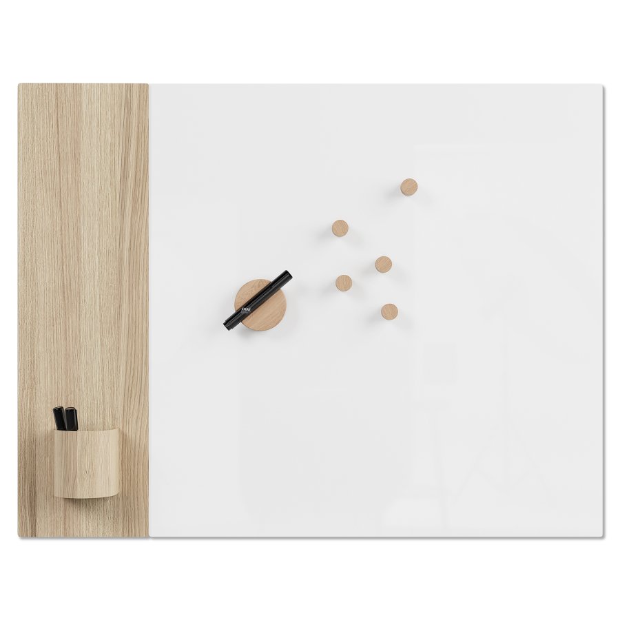 CHAT BOARD Classic Crafted glastavle m. natur egefin�r panel, Pure White, 120x150cm