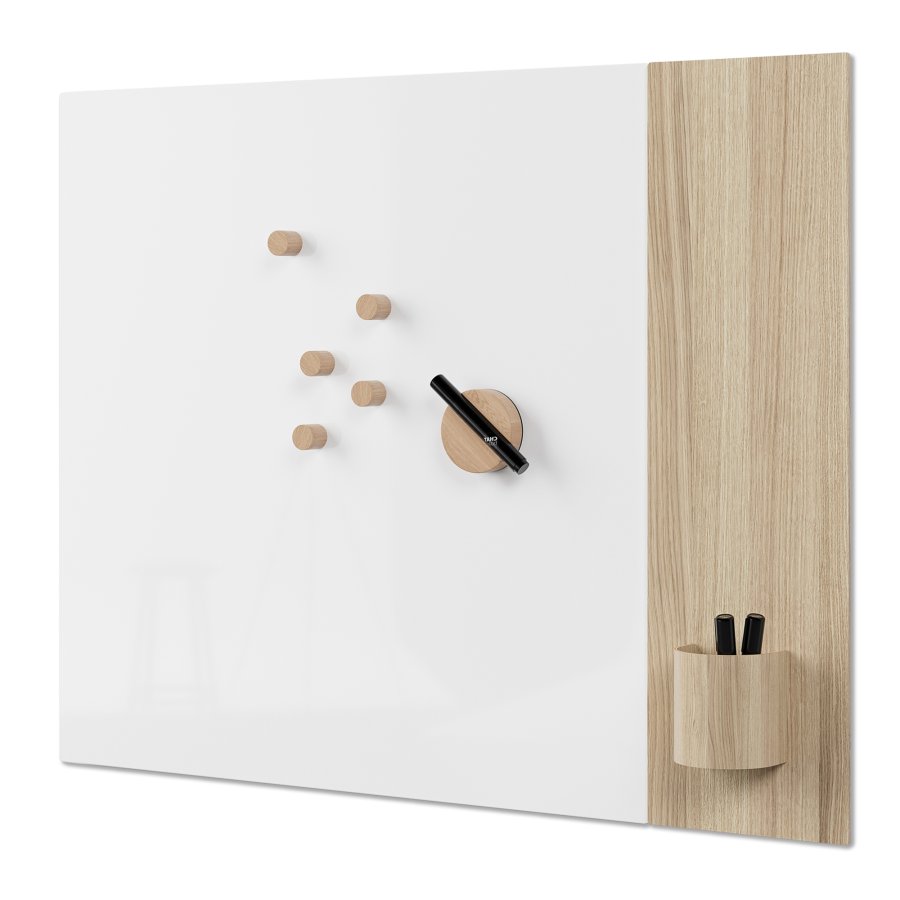 CHAT BOARD Classic Crafted glastavle m. natur egefin�r panel, Pure White, 120x150cm