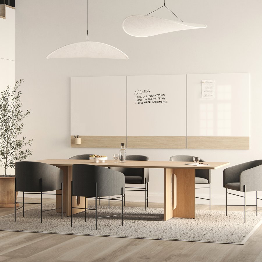 CHAT BOARD Classic Crafted glastavle m. natur egefin�r panel, Pure White, 120x150cm