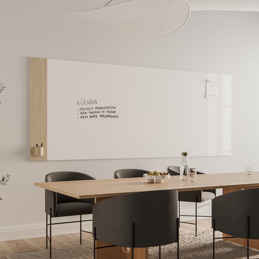 CHAT BOARD Classic Crafted glastavle m. natur egefin�r panel, Pure White, 120x150cm