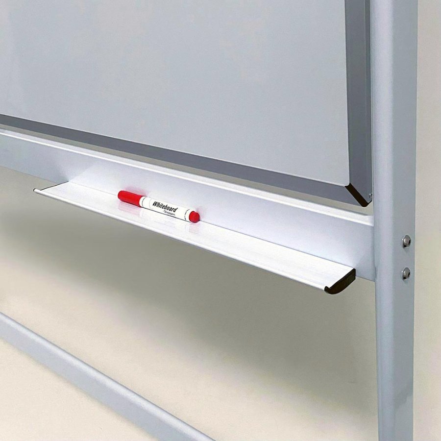 Whiteboard svingtavle med nodelinjer p&aring; begge sider, p&aring; mobilt stativ - 120x200 cm
