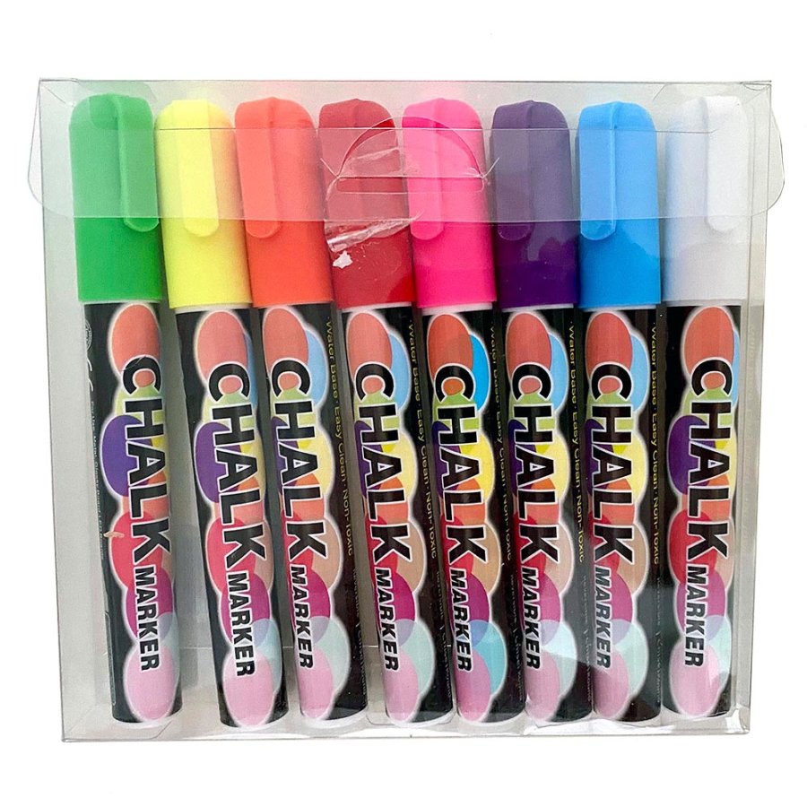 Board Marker, 6 mm, til kridttavler, s&aelig;t med 8 farver