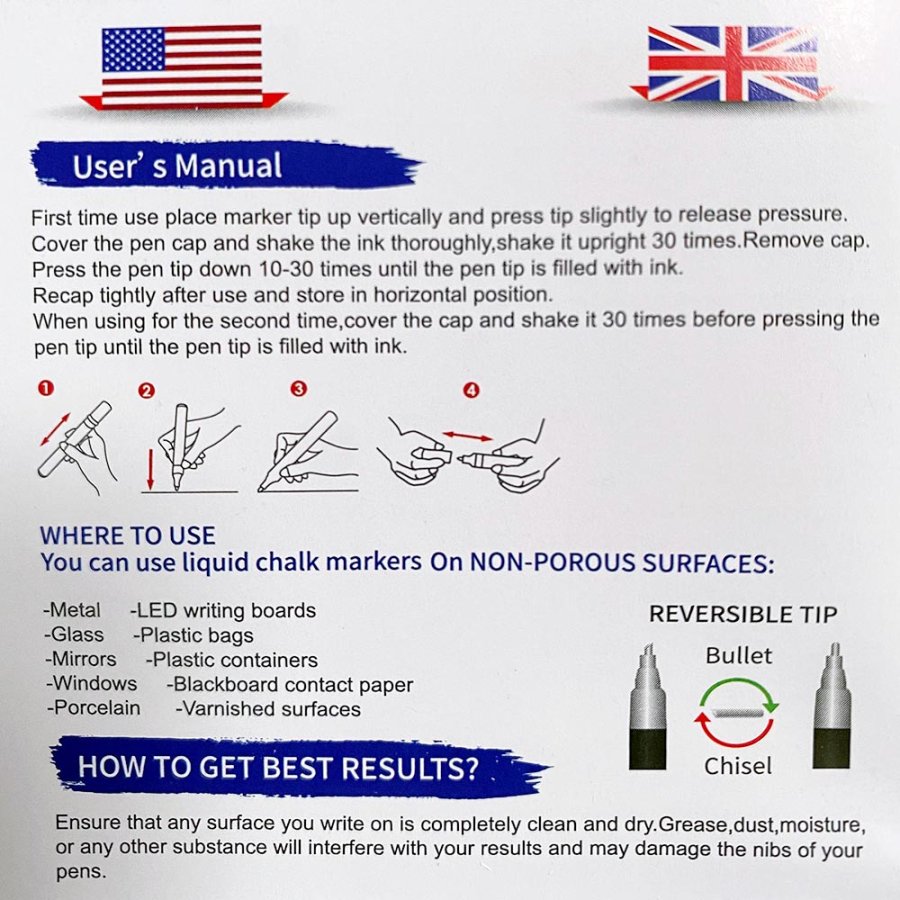 Board Marker, 6 mm, til kridttavler, s&aelig;t med 8 farver