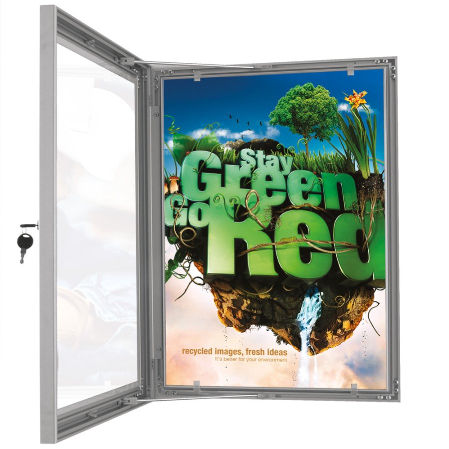 Udh&aelig;ngsskab med l&aring;s og hvid PS-bagplade, s&oslash;lv - A3