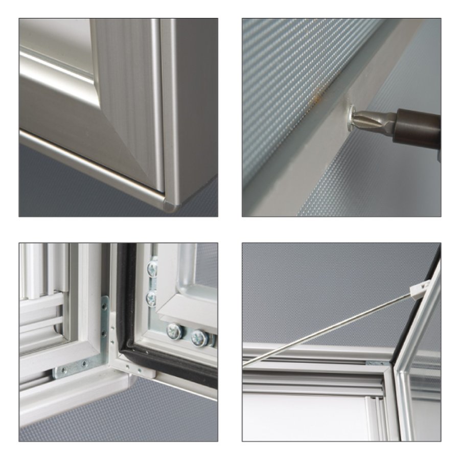 Infobox Magnetic, alu/s&oslash;lv, med l&aring;s, 4 x A4