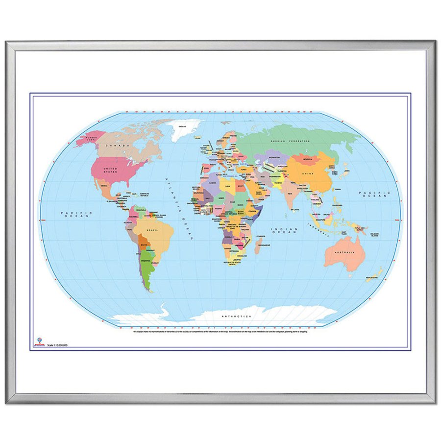 Whiteboard Tavle Med Verdenskort - 123x103 cm