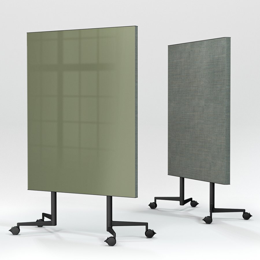 Move Acoustic mobil glastavle med akustikpanel - Khaki / Remix Screen 0908 - 120x150cm