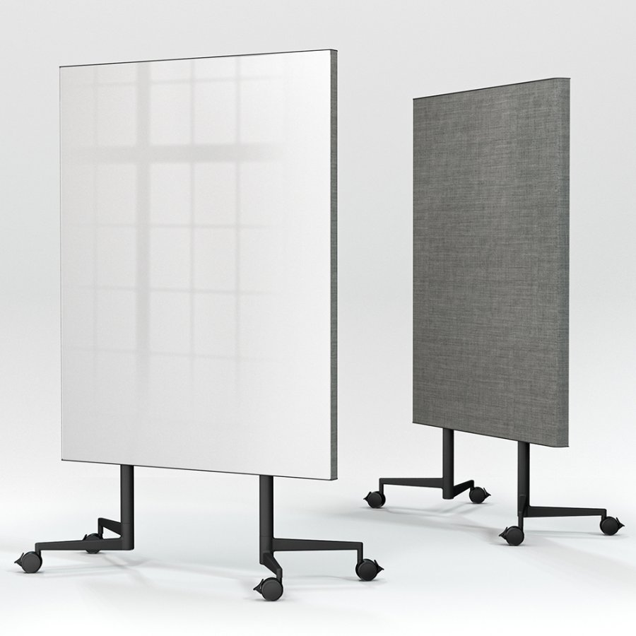 Move Acoustic Slim - mobil glastavle med akustikpanel - Pure White / Remix Screen 0143 - 60x150cm