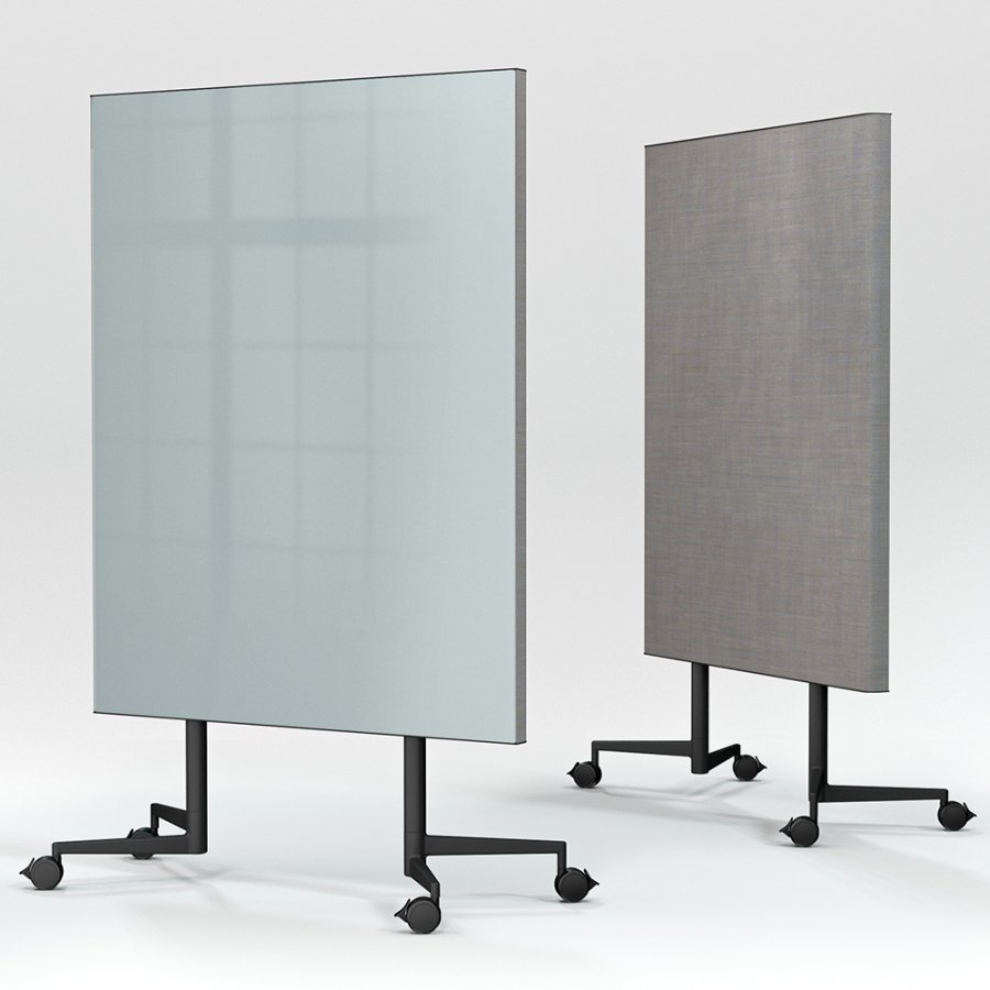 Move Acoustic Slim - mobil glastavle med akustikpanel - Sky Blue / Remix Screen 0608 - 60x150cm