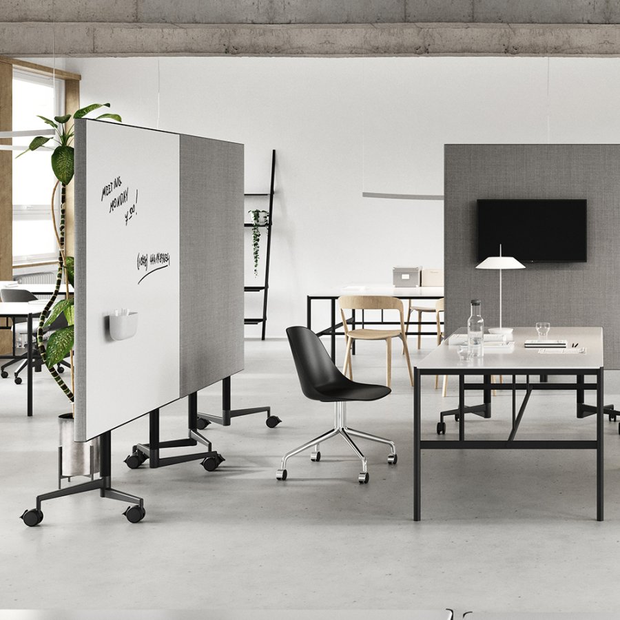 Move Acoustic Slim - mobil glastavle med akustikpanel - Sky Blue / Remix Screen 0608 - 60x150cm