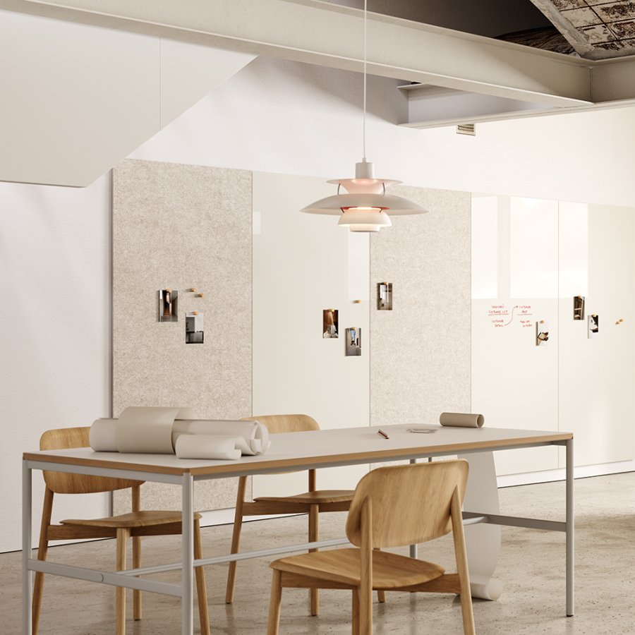 Buzzifelt Off White - magnetisk lydabsorberende filtbekl&aelig;dt opslagstavle - 100x100cm