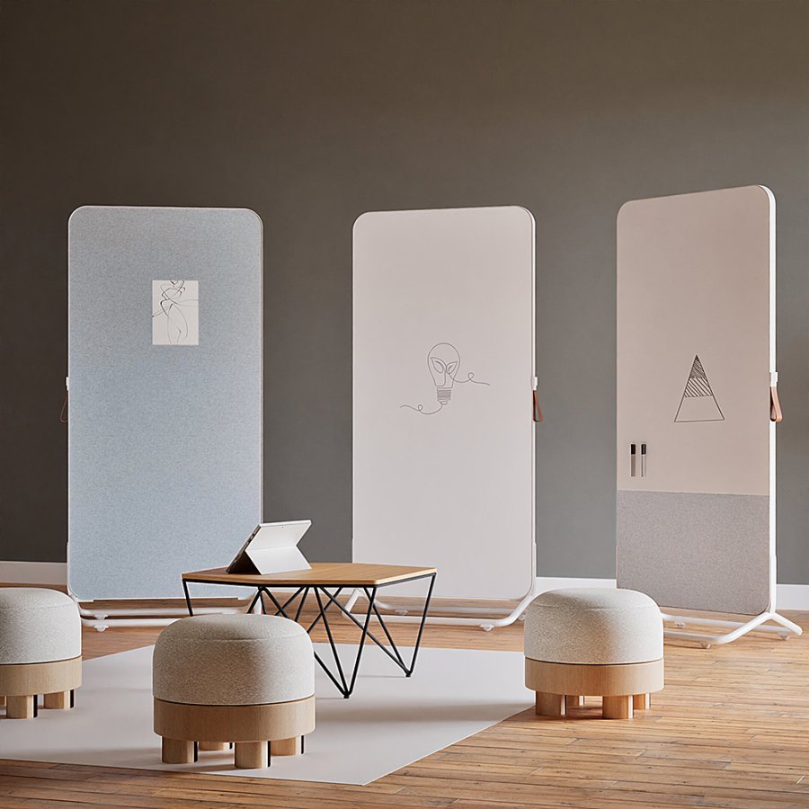 Chameleon Mobile - Mobilt rammel&oslash;s whiteboard/PET filt panel - 192x88cm