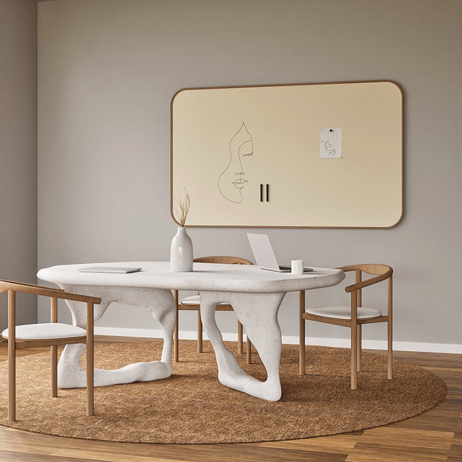Chameleon Curve Oak Whiteboard - keramisk overflade m. lakeret egetr&aelig;sramme - 100x200cm