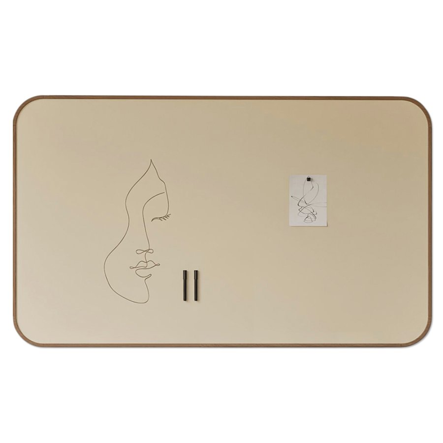 Chameleon Curve Oak Whiteboard - keramisk overflade m. lakeret egetr&aelig;sramme - 120x200cm