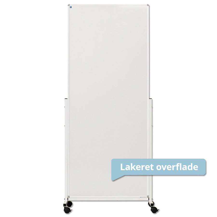 Whiteboard p&aring; hjul, Visual Mobile Whiteboard, magnetisk, dobbeltsidet lakeret overflade, 180x75 cm