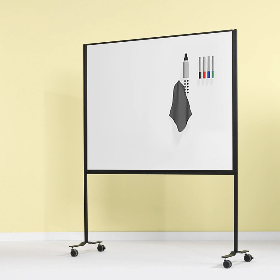 Whiteboard p� hjul, Visual Work Board, magnetisk, dobbeltsidet keramisk overflade, 120x150 cm