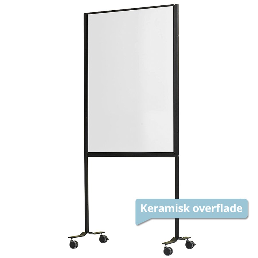 Whiteboard p� hjul, Visual Work Board, magnetisk, dobbeltsidet keramisk overflade, 120x75 cm