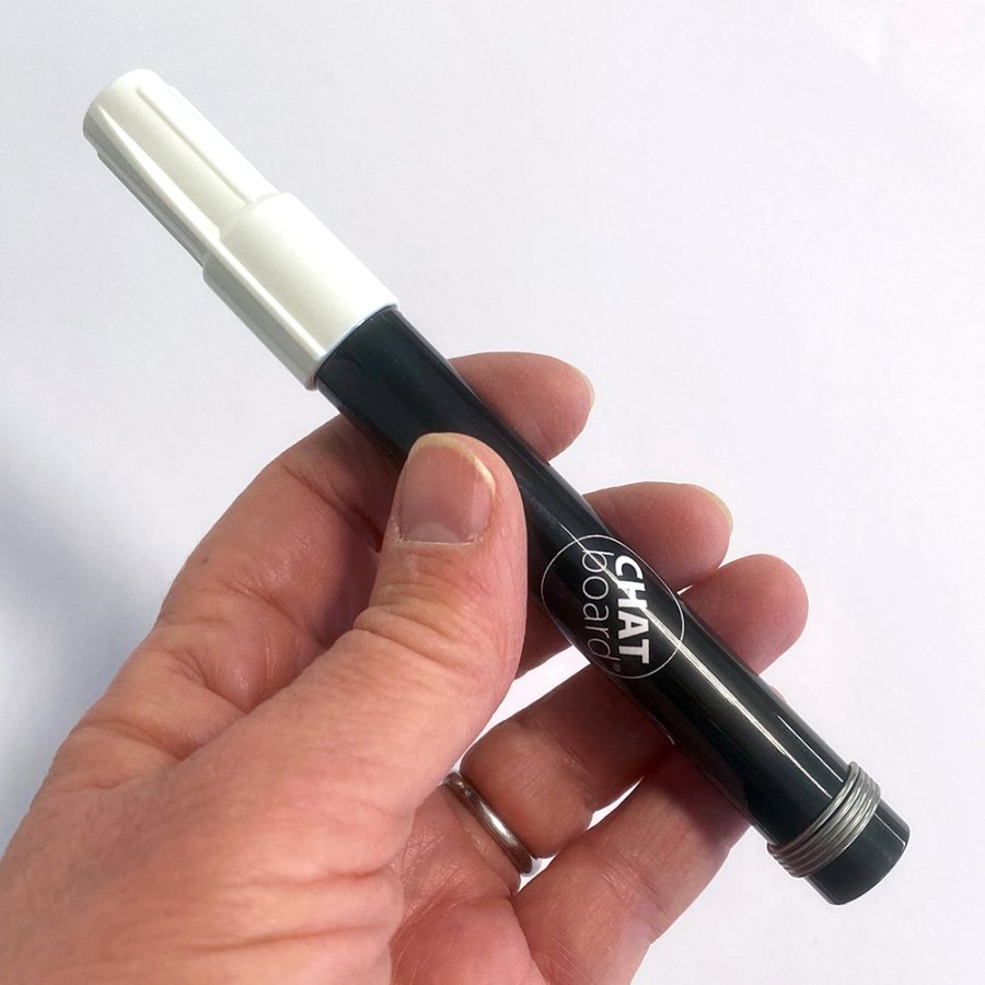 Glastavle tusch, neonpen, Hvid