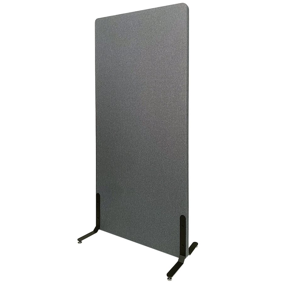 ZONE Hush Wall akustikv&aelig;g og rumdeler m&oslash;rkegr&aring; med stofbekl&aelig;dning og standardf&oslash;dder 170 x 80 x 4 cm